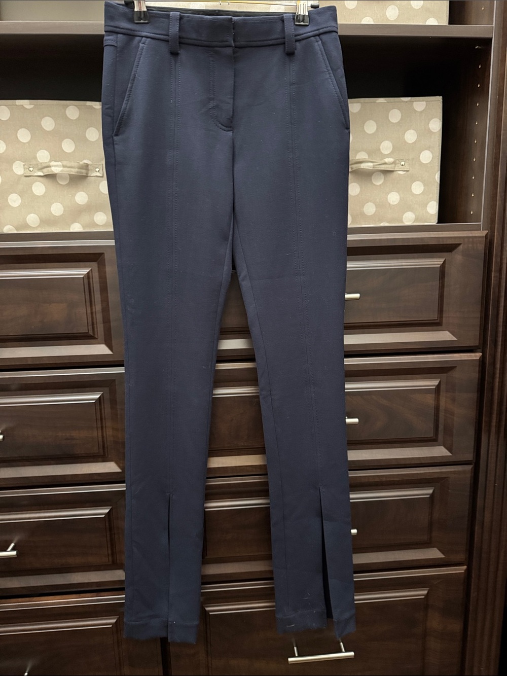 Navy Tailored Slit Pants
